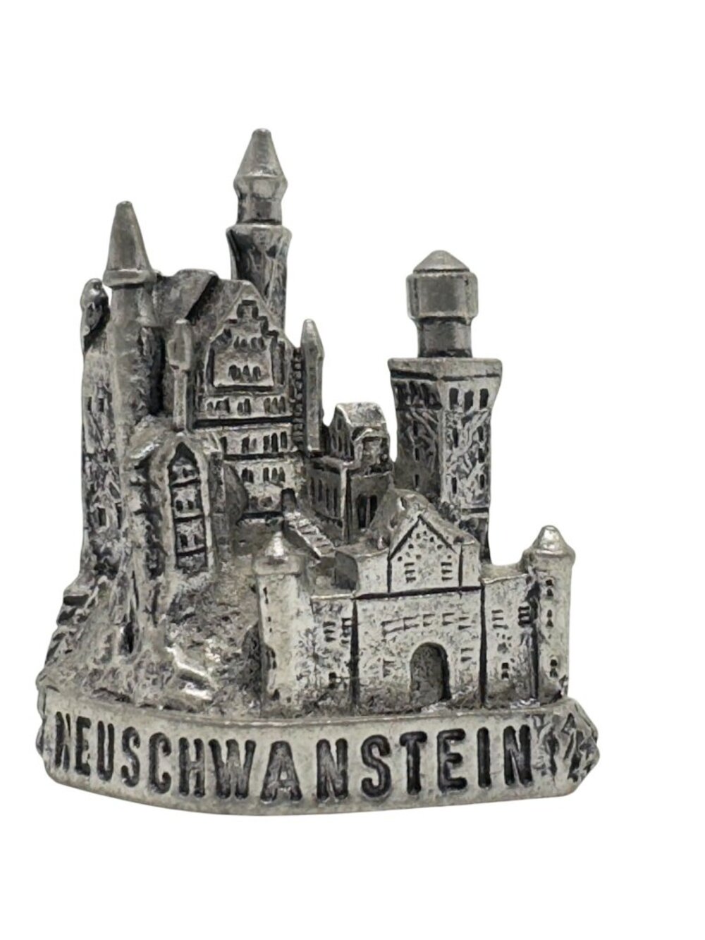 Vintage Neuschwanstein Pewter Castle Miniature 1 1/2" Sculpture